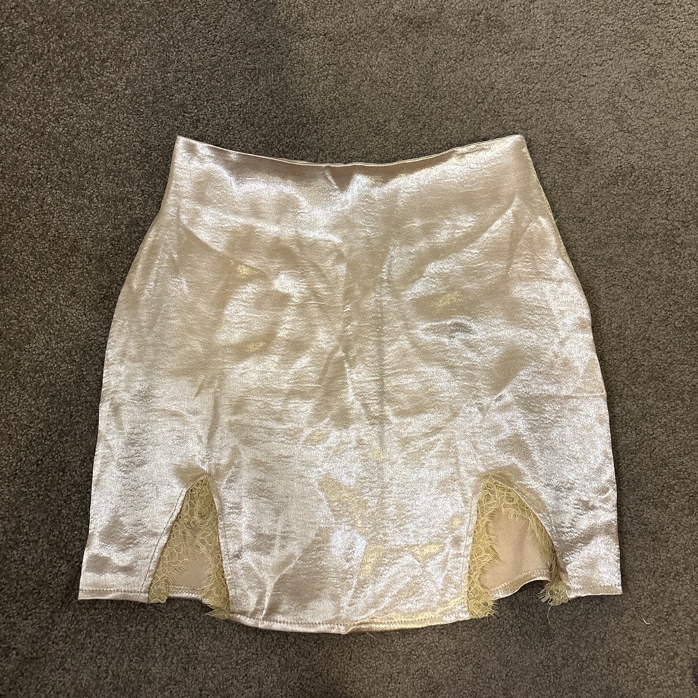 cream satin skirt